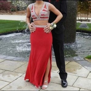 Red 2-Piece Prom Dress